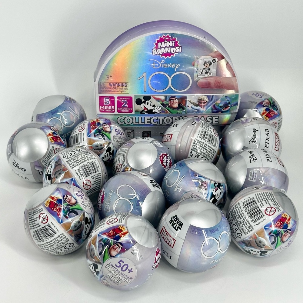 Disney 100 Mini Brands Ball Limited Edition Platinum Collectors Case + 15 Balls